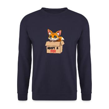Adoptiere einen Fuchs - Manga Kawaii Niedliches - Unisex Pullover - Navy - Vorne - Alina (178cm) & Michal (187cm)