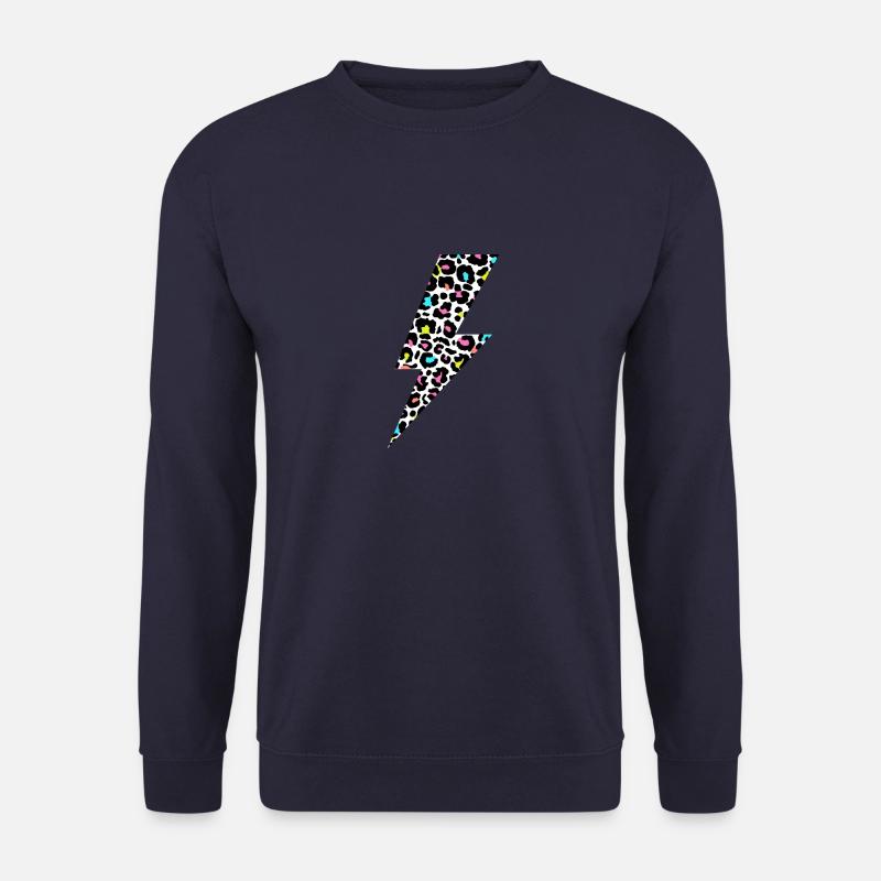 Leopard Lightning bolt, Leopard Print, Leopard Lov - Unisex Pullover - Navy
