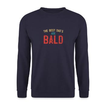 Les meilleurs papas sont chauves Drôle De gars chauve Humour Jeu de mots - Sweat-shirt Unisexe - marine - Devant - Alina (178cm) & Michal (187cm)