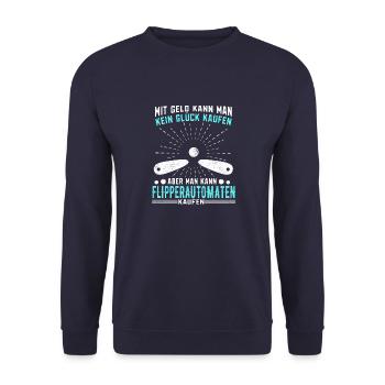 Flipperautomat Acarde Flippersammler Geschenk - Unisex Pullover - Navy - Vorne - Alina (178cm) & Michal (187cm)