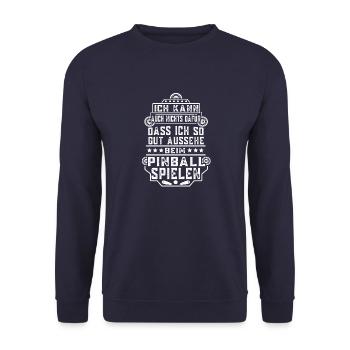 Flipperautomat Acarde Flippersammler Geschenk - Unisex Pullover - Navy - Vorne - Alina (178cm) & Michal (187cm)