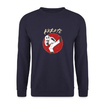 Karate Panda - Karate Japanische Kampfsportarten - Unisex Pullover - Navy - Vorne - Alina (178cm) & Michal (187cm)