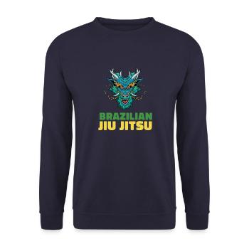 Jiu Jitsu Dragon Demon - Brasilianisches Jiu Jitsu - Unisex Pullover - Navy - Vorne - Alina (178cm) & Michal (187cm)