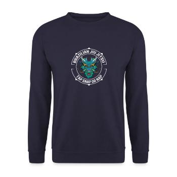Jiu Jitsu Dragon Demon - Unterwerfung Team Jiu - Unisex Pullover - Navy - Vorne - Alina (178cm) & Michal (187cm)