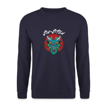 Brasilianisches Jiu Jitsu Drachen - BJJ MMA - Unisex Pullover - Navy - Vorne - Alina (178cm) & Michal (187cm)