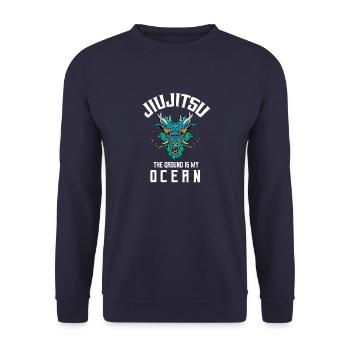 Der Boden ist mein Ozean - Jiu Jitsu Dragon - Unisex Pullover - Navy - Vorne - Alina (178cm) & Michal (187cm)