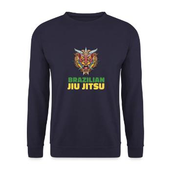 Jiu Jitsu Lion Demon - Brasilianisches Jiu Jitsu - Unisex Pullover - Navy - Vorne - Alina (178cm) & Michal (187cm)