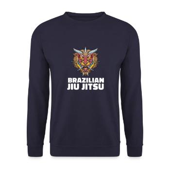 Jiu Jitsu Lion Demon Head Brasilianisches Jiu - Unisex Pullover - Navy - Vorne - Alina (178cm) & Michal (187cm)