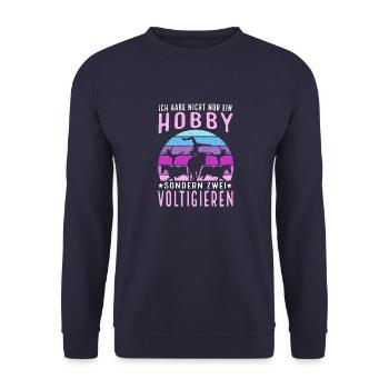 Voltigieren Voltigiererin Pferdesport Geschenk - Unisex Pullover - Navy - Vorne - Alina (178cm) & Michal (187cm)