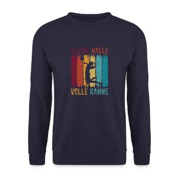 Volleyball Kleine Halle Volle Kanne Geschenk - Unisex Pullover - Navy - Vorne - Alina (178cm) & Michal (187cm)
