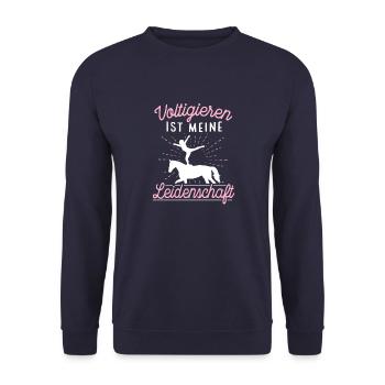 Voltigieren Voltigiererin Pferdesport Geschenk - Unisex Pullover - Navy - Vorne - Alina (178cm) & Michal (187cm)