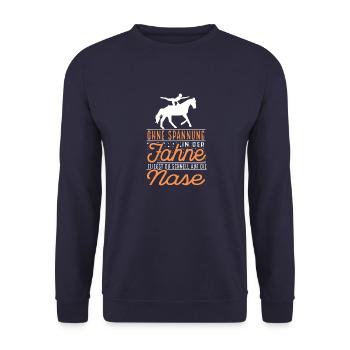 Voltigieren Voltigiererin Pferdesport Geschenk - Unisex Pullover - Navy - Vorne - Alina (178cm) & Michal (187cm)