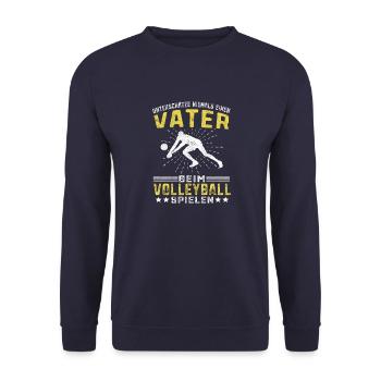 Unterschätze niemals einen Vater beim Volleyball - Unisex Pullover - Navy - Vorne - Alina (178cm) & Michal (187cm)