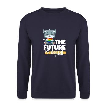 Niedliche LGBTQ Katze Herz - Katze LGBTQ Herz - Unisex Pullover - Navy - Vorne - Alina (178cm) & Michal (187cm)
