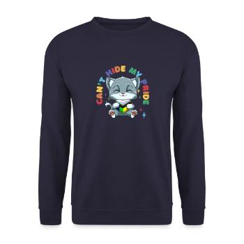 LGBTQ Katze Progressiv Stolz Herz - Unisex Pullover - Navy - Vorne - Alina (178cm) & Michal (187cm)