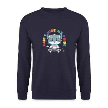 Transgender Stolz Katze - Katze umarmt Transgender - Unisex Pullover - Navy - Vorne - Alina (178cm) & Michal (187cm)
