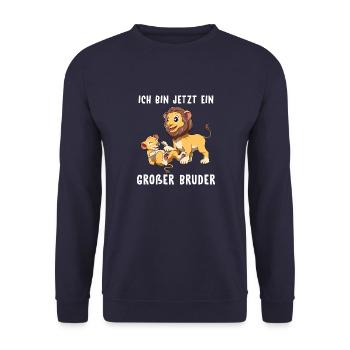 Löwe Großer Bruder Junge - Geschwisterkind - Unisex Pullover - Navy - Vorne - Alina (178cm) & Michal (187cm)