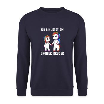 Niedliches Großer Bruder Kleine Schwester Einhorn - Unisex Pullover - Navy - Vorne - Alina (178cm) & Michal (187cm)