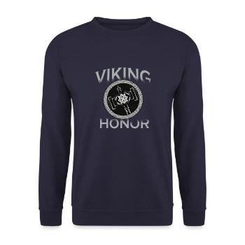 Wikinger-Ehre - Wikinger-Krieger-Norseman - Unisex Pullover - Navy - Vorne - Alina (178cm) & Michal (187cm)