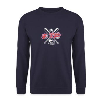 Vintage St. Louis Baseball Distressed Baseball Pun - Unisex Sweatshirt - navy - Front - Alina (178cm) & Michal (187cm)