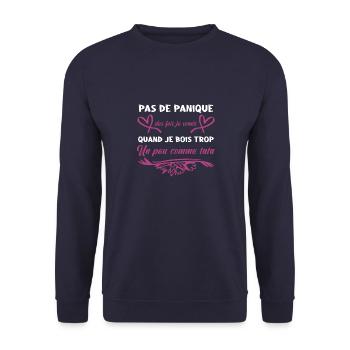 Pas de panique parfois je Vomis comme tata - Sweat-shirt Unisexe - marine - Devant - Alina (178cm) & Michal (187cm)
