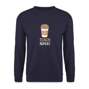 Coffee Teach Repeat Teacher Appreciation - Unisex Sweatshirt - navy - Front - Alina (178cm) & Michal (187cm)