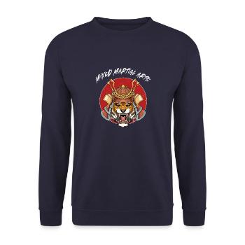 MMA Tiger Samurai - Kostenlose Mixed Martial Arts - Unisex Pullover - Navy - Vorne - Alina (178cm) & Michal (187cm)