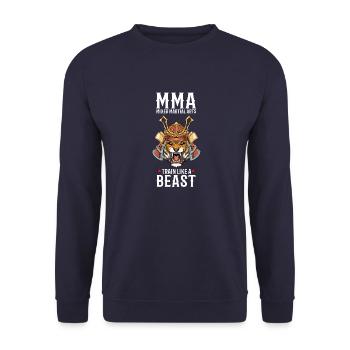 MMA Tiger Samurai Kopf - Cage Fighter Freies - Unisex Pullover - Navy - Vorne - Alina (178cm) & Michal (187cm)