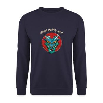 asiatisch Asian Dragon MMA - Cage Fighter Free - Unisex Pullover - Navy - Vorne - Alina (178cm) & Michal (187cm)