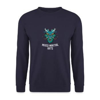 MMA Asiatischer Drachendämon - Cage Fighter Free - Unisex Pullover - Navy - Vorne - Alina (178cm) & Michal (187cm)
