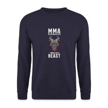 MMA Tiger Demon - Cage Fighter Freies Kämpfen - Unisex Pullover - Navy - Vorne - Alina (178cm) & Michal (187cm)