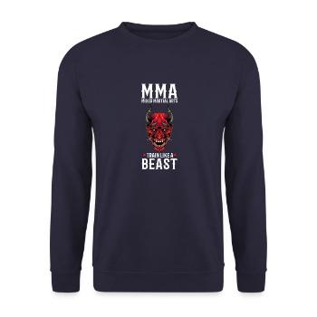 MMA Oni Demon - Käfigkämpfer Freies Kämpfen - Unisex Pullover - Navy - Vorne - Alina (178cm) & Michal (187cm)