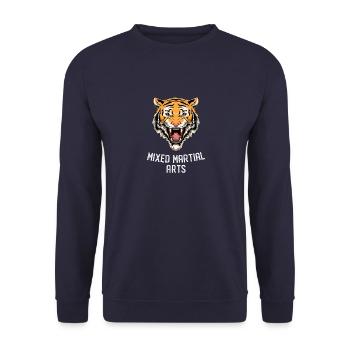 MMA Tiger Demon - Cage Fighter Freies Kämpfen - Unisex Pullover - Navy - Vorne - Alina (178cm) & Michal (187cm)