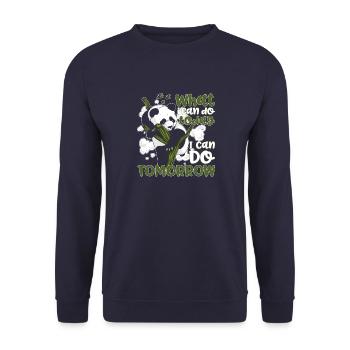 Panda Be More Panda Das Leben ist besser mit einem - Unisex Pullover - Navy - Vorne - Alina (178cm) & Michal (187cm)