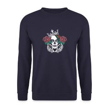 Goth Clothes Emo Styles Gothic Skeleton Warrior - Unisex Pullover - Navy - Vorne - Alina (178cm) & Michal (187cm)