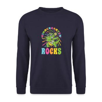 Kindergarten Awesome Back To School Lifestyle Gesc - Unisex Pullover - Navy - Vorne - Alina (178cm) & Michal (187cm)