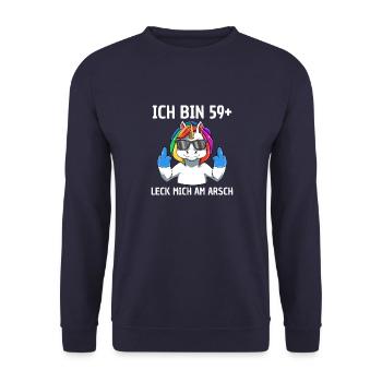 60 Geburtstag Frau Einhorn 60 Jahre Rentnerin - Unisex Pullover - Navy - Vorne - Alina (178cm) & Michal (187cm)