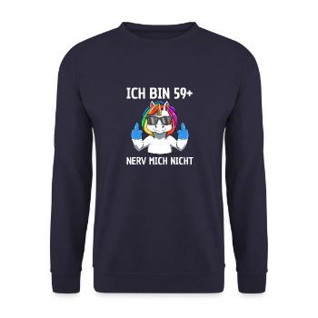 60 Geburtstag Einhorn Frau 60 Jahre Lustige - Unisex Pullover - Navy - Vorne - Alina (178cm) & Michal (187cm)