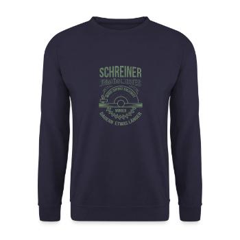 Schreiner Unmögliches wird sofort erledigt - Unisex Pullover - Navy - Vorne - Alina (178cm) & Michal (187cm)