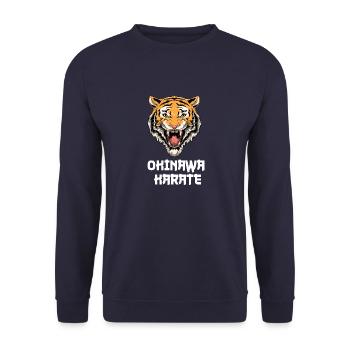 Okinawa Karate Tiger Head - Karate Japanische - Unisex Pullover - Navy - Vorne - Alina (178cm) & Michal (187cm)