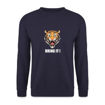 Lustige Karate Tiger Kopf - Karate Japanische - Unisex Pullover - Navy - Vorne - Alina (178cm) & Michal (187cm)