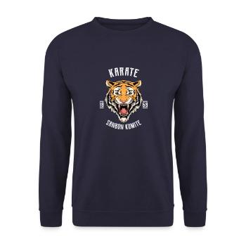 Karate Tiger Head - Karate Japanische - Unisex Pullover - Navy - Vorne - Alina (178cm) & Michal (187cm)
