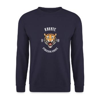 Karate Tiger Head - Karate Japan Fighting - Unisex Pullover - Navy - Vorne - Alina (178cm) & Michal (187cm)