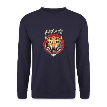 Karate Tiger Head - Karate Japanische - Unisex Pullover - Navy - Vorne - Alina (178cm) & Michal (187cm)