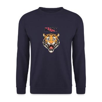 Karate Tiger Head - Karate Japanische - Unisex Pullover - Navy - Vorne - Alina (178cm) & Michal (187cm)