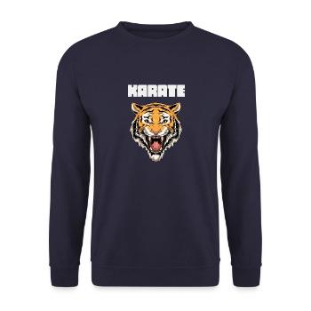 Angry Karate Tiger Head - Karate Japanische - Unisex Pullover - Navy - Vorne - Alina (178cm) & Michal (187cm)