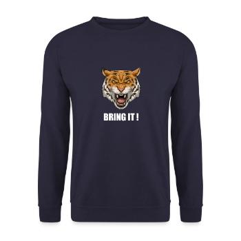 Lustige Karate Angry Tiger - Karate Japanische - Unisex Pullover - Navy - Vorne - Alina (178cm) & Michal (187cm)
