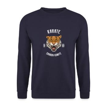 Karate Angry Tiger - Karate Japanische Kampfkunst - Unisex Pullover - Navy - Vorne - Alina (178cm) & Michal (187cm)