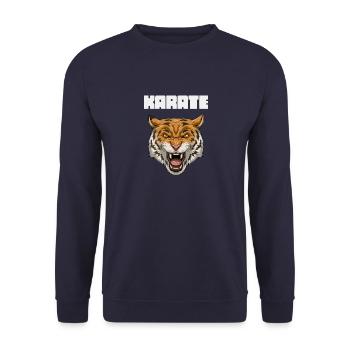 Karate Angry Tiger - Karate Japanische Sonne - Unisex Pullover - Navy - Vorne - Alina (178cm) & Michal (187cm)