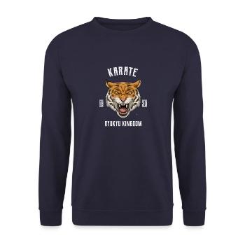 Tiger Karate Japanische Kampfkunst Kämpfen MMA - Unisex Pullover - Navy - Vorne - Alina (178cm) & Michal (187cm)